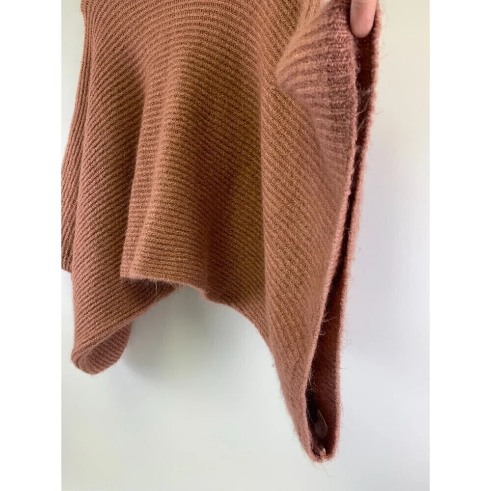 Coco And Carmen Cropped Sweater Poncho Dusty Pink Pullover Ribbed Crew One Size‎